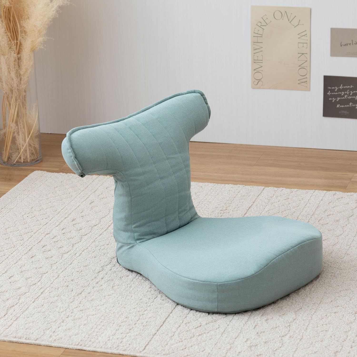 リラックス 抱っこ 肘掛け 肘付き 姿勢 折りたたみ 2WAY コンパクト リクライニング 腰痛 座椅子 ゲーミング 背もたれ 肘のせ 腰 クッション ドウシシャ ミントブルー HNZ-BL