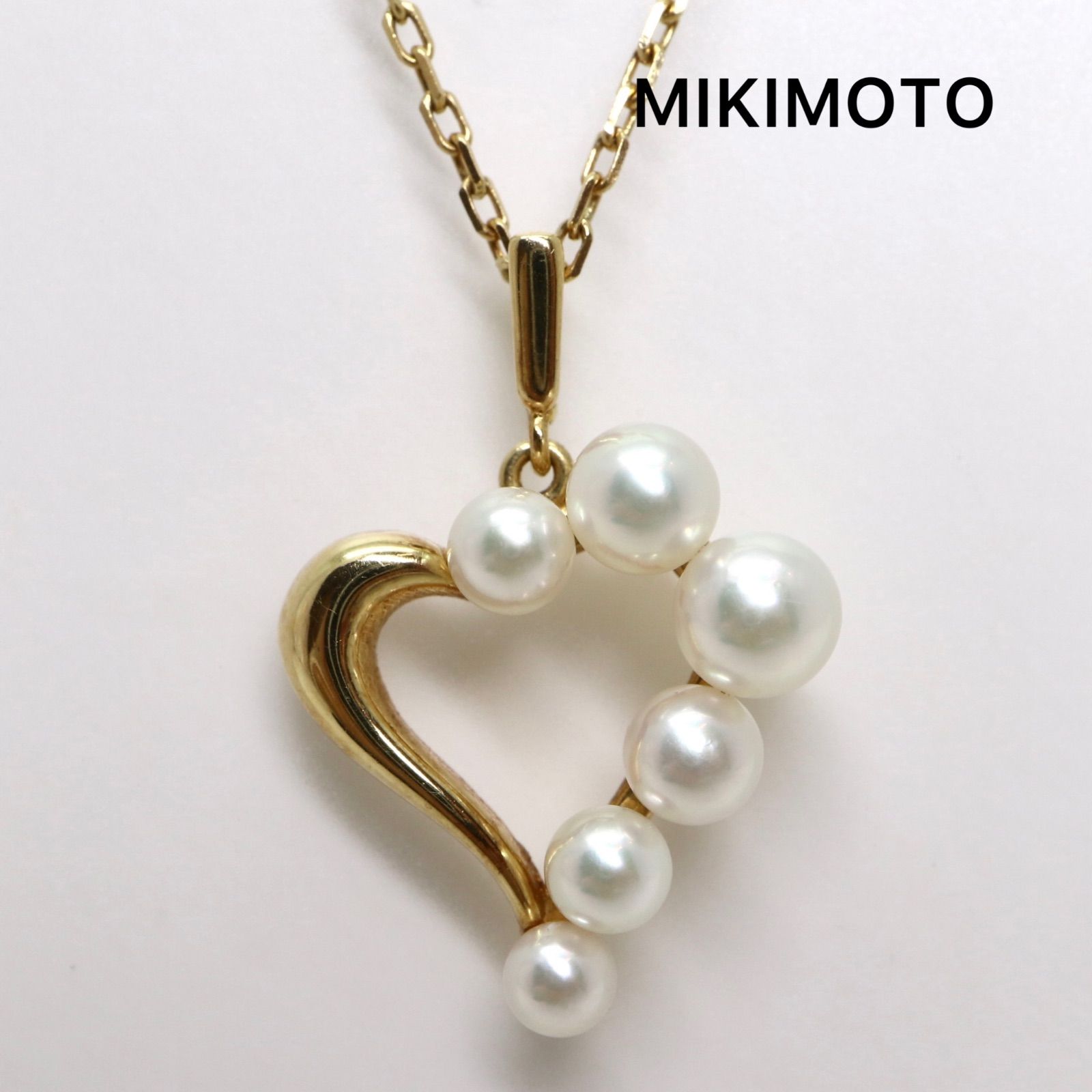 MIKIMOTO ミキモト K18 パール ハート ネックレス イエローゴールド