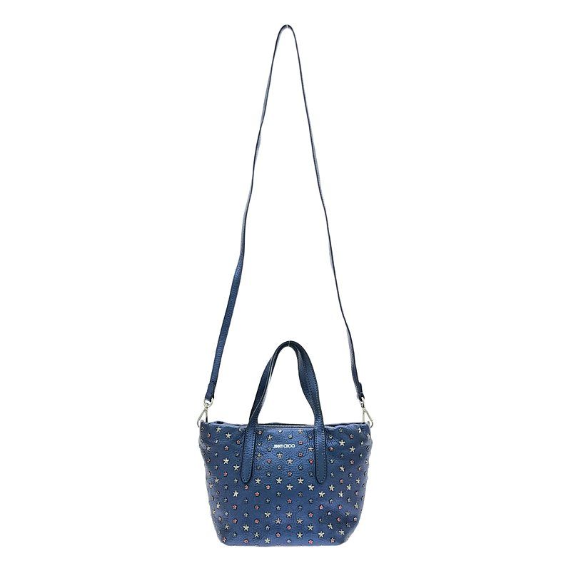 JIMMY CHOO ミニサラ ハンドバッグ 2way スタースタッズ　ブルー JIMMY CHOO ミニサラ ハンドバッグ 2way スタースタッズブルー