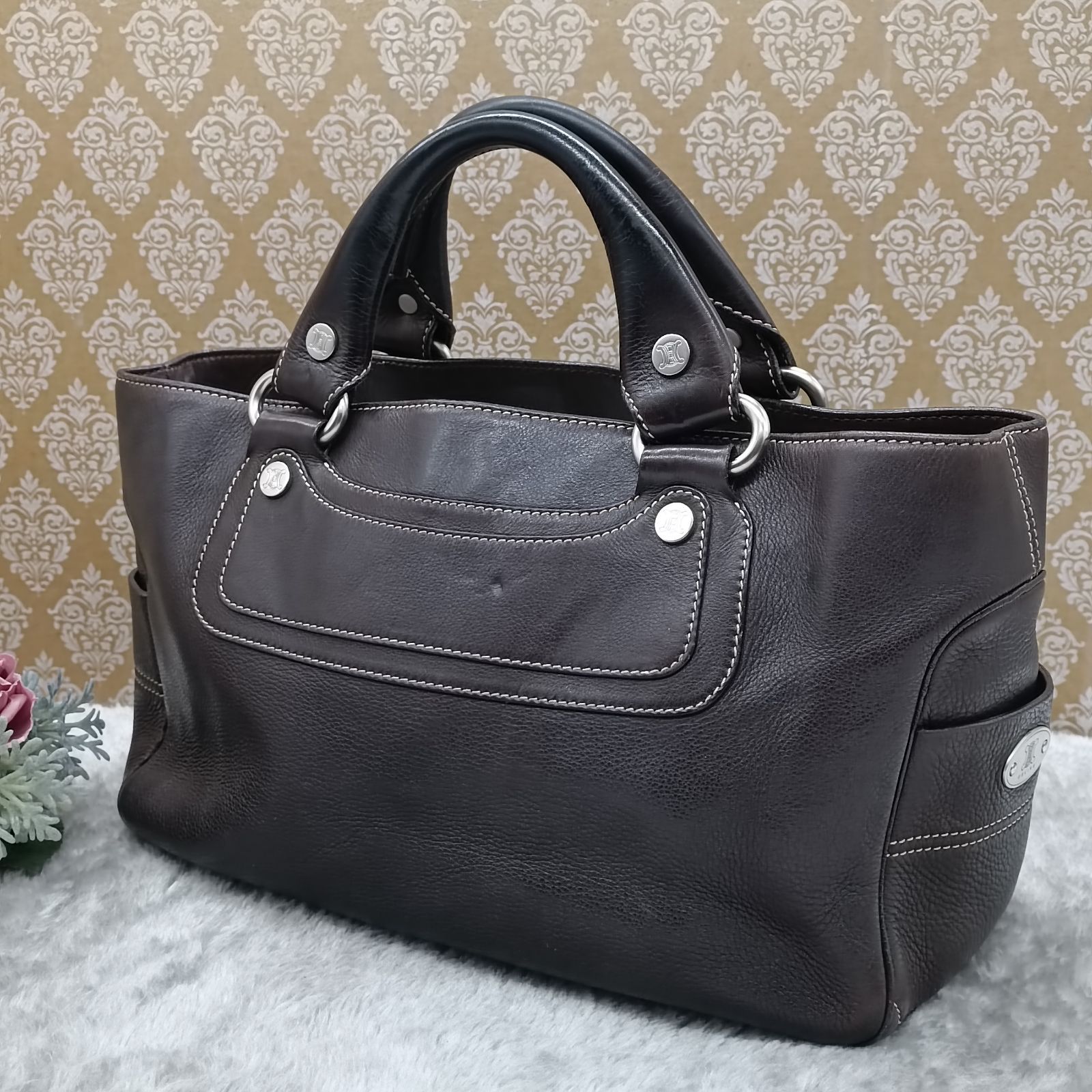 【美品】セリーヌ ブギーバッグ ハンドバッグ レザー ダークブラウン トリオンフ CELINE 【質Shop天満屋】【人気】CELINE(セリーヌ) レザー