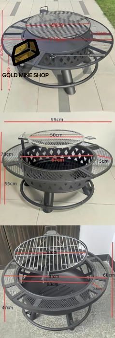 大人数向けバーベキューファイヤーピットテーブル｜5～10人家族キャンプに最適｜耐熱多目的キャンプファイヤーラック