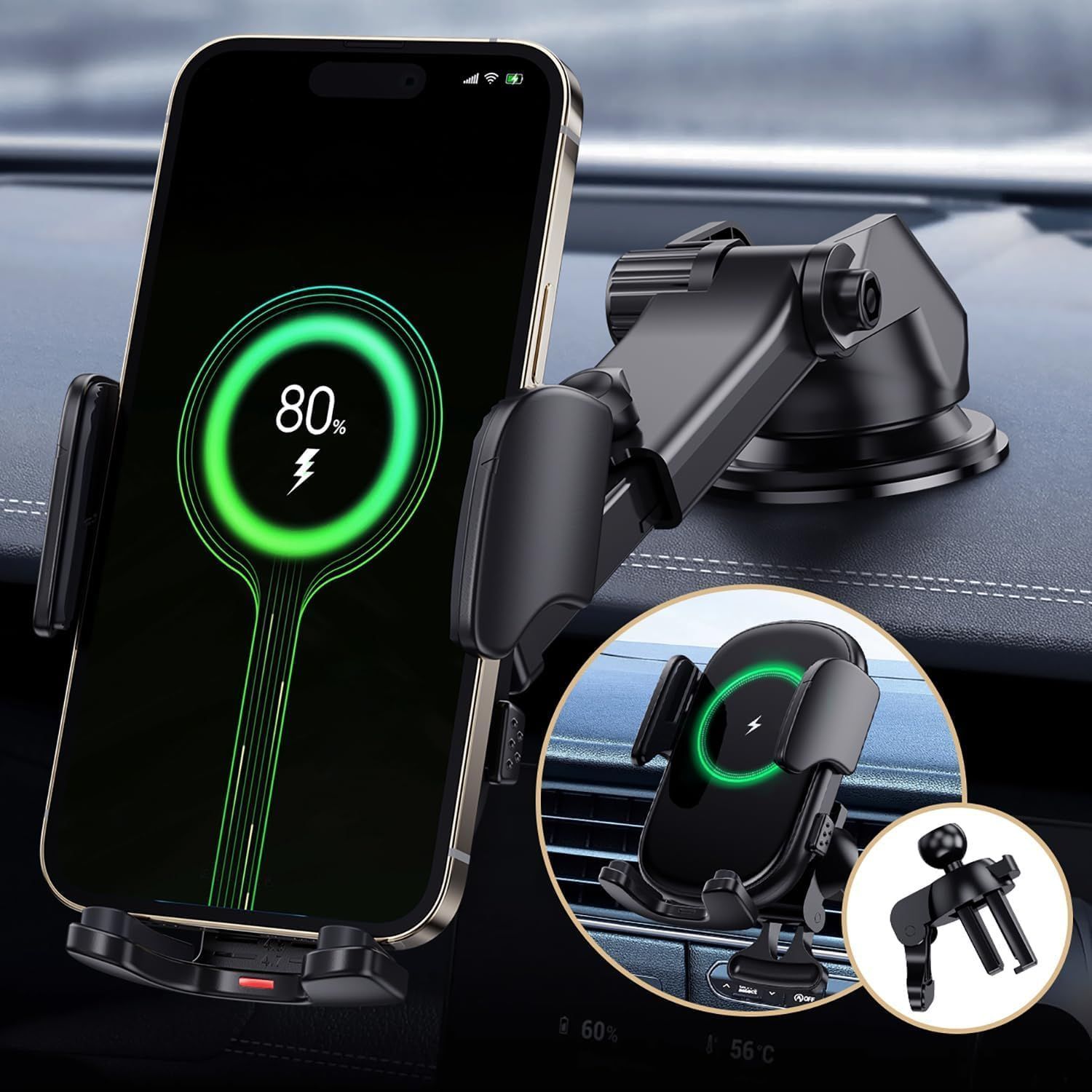 商品 車載ワイヤレス充電器 車載スマホホルダー ワイヤレス充電 スタンド 15W 急速 自動開閉 片手操作 2in1 for iPhone16|15 |14 |13シリーズ|Samsung S10 | S9 | S8など4.0-7.0インチに対応 Qi