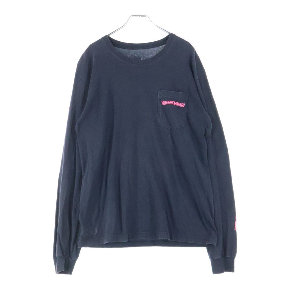 CHROME HEARTS クロムハーツ NEON STRIPE LOGO ネオンストライプロゴプリント クルーネック 長袖Tシャツ ブラック