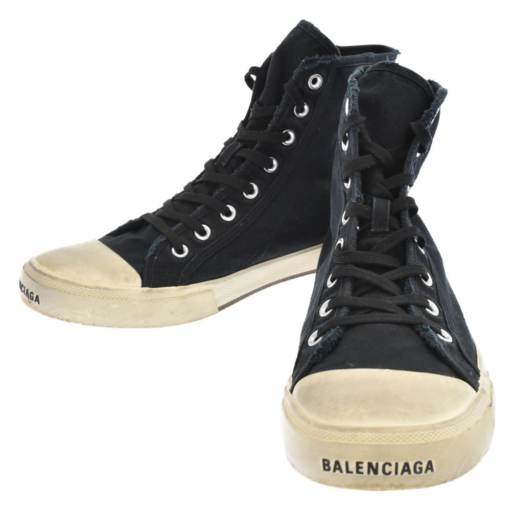 BALENCIAGA (バレンシアガ) PARIS HIGH TOP 688752 ヴィンテージ加工ハイトップスニーカー ブラック