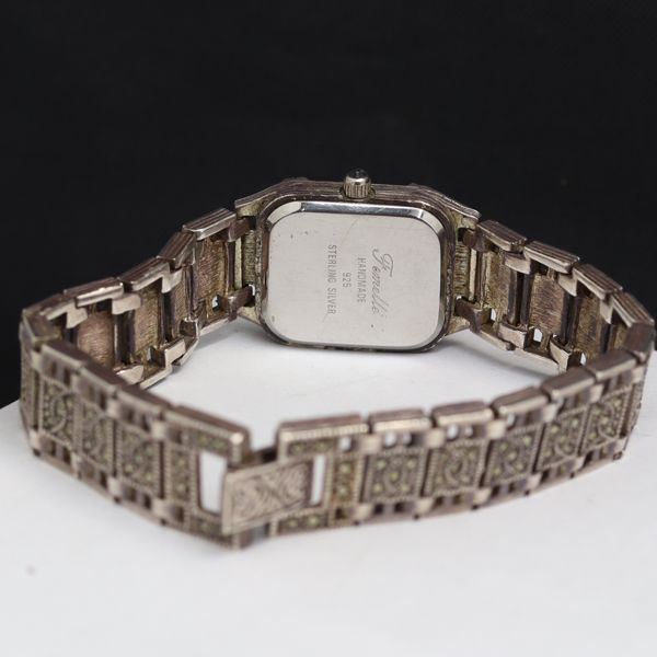 アンティーク　腕時計　2本セット　シルバー925 クォーツ 稼動 QZ 良品 FEMELLE 925 シルバー文字盤 スクエア レディース腕時計