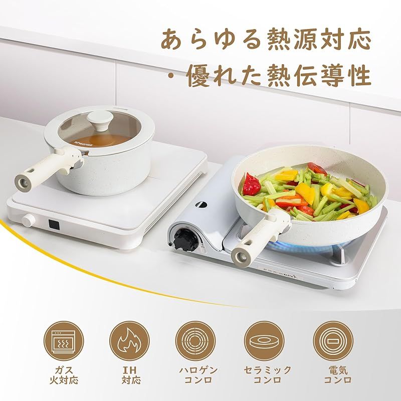 SENSARTE フライパン セット IH対応 ガス火対応 鍋セット 18点 取っ手のとれる 軽量 こびりつきにくい 鍋セット 卵焼き器 手入れ簡単 ホワイト 一年 0 WWW_SKLAD-KIRPICHA_RU