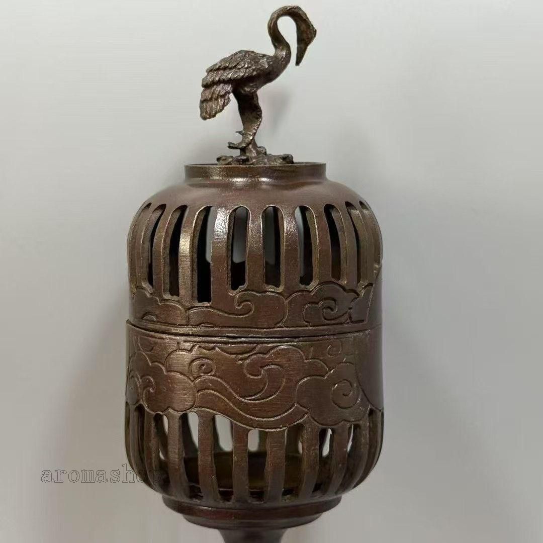 銅製 香炉 仙鶴宮灯香炉 室内檀香香炉 茶室禅意香炉 装飾品 工芸