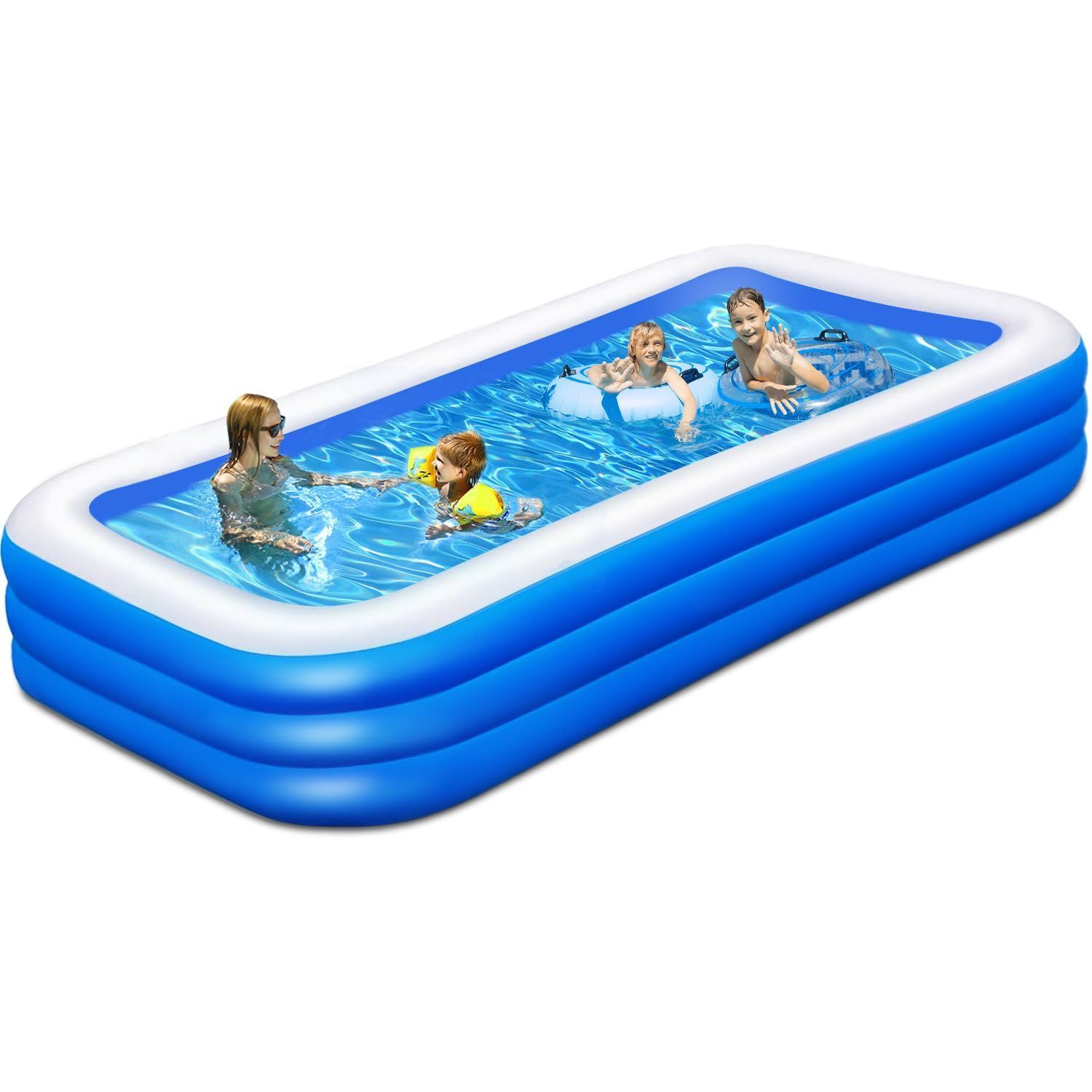 (Lサイズ、 猛暑対策 芝生遊び・屋上庭園・室内・砂場・庭 耐摩擦 耐高温 収納便利 頑丈設計 260*160*56cm、ブルー) ファミリープール 家庭用プール 折り畳み式 四角い 大型 中型 水遊び ・ペット・犬猫 ベビー・子供 家庭用 ビニールプール 工