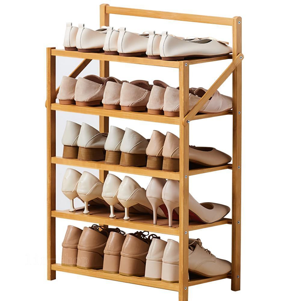 3タイプ選べる！【国内出荷】『大人気』 靴収納 靴箱 シューズボックス 靴箱 伸縮式 靴入れ 組立不要 5段 玄関収納 天然竹製 靴棚 小物収納 折りたたみ シューズラック 移動しやすい（茶色） YICUCI 成長対応 調節