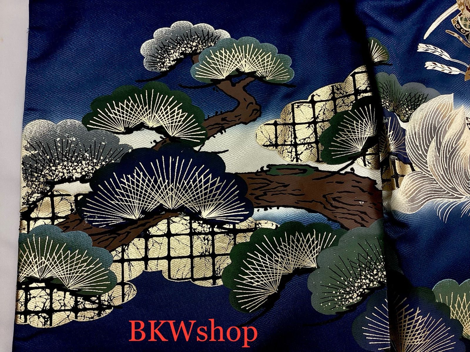 着物 紺ぼかし花菱地