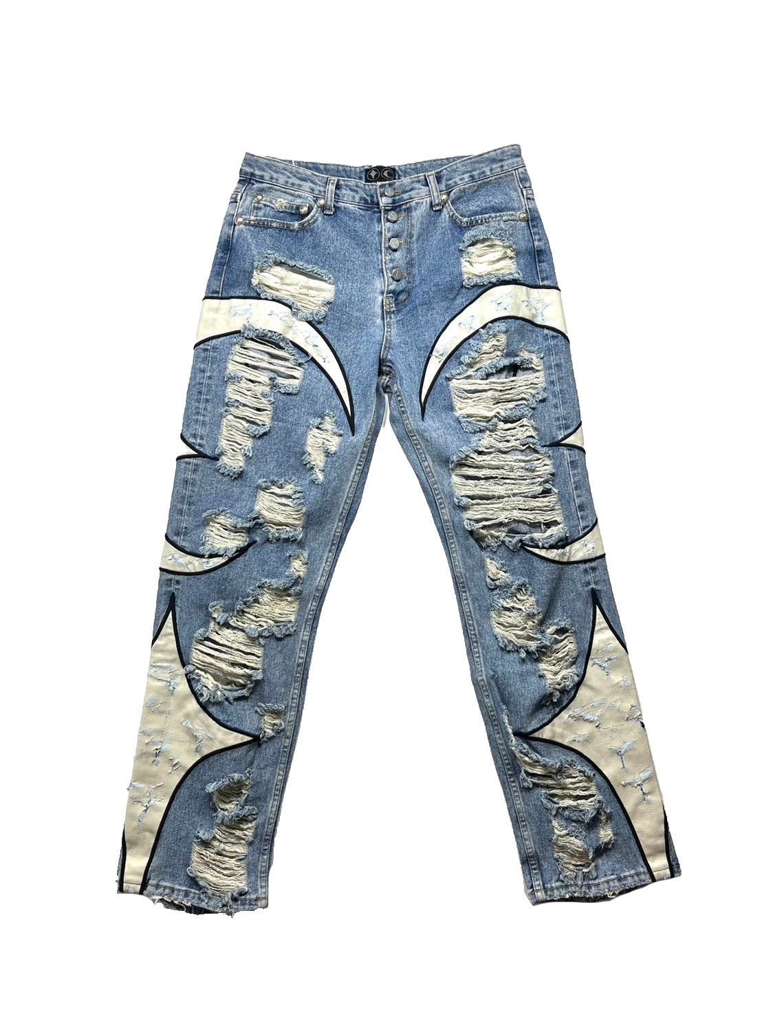THUG CLUB　TC LEATHER WASHING DENIM PANTS