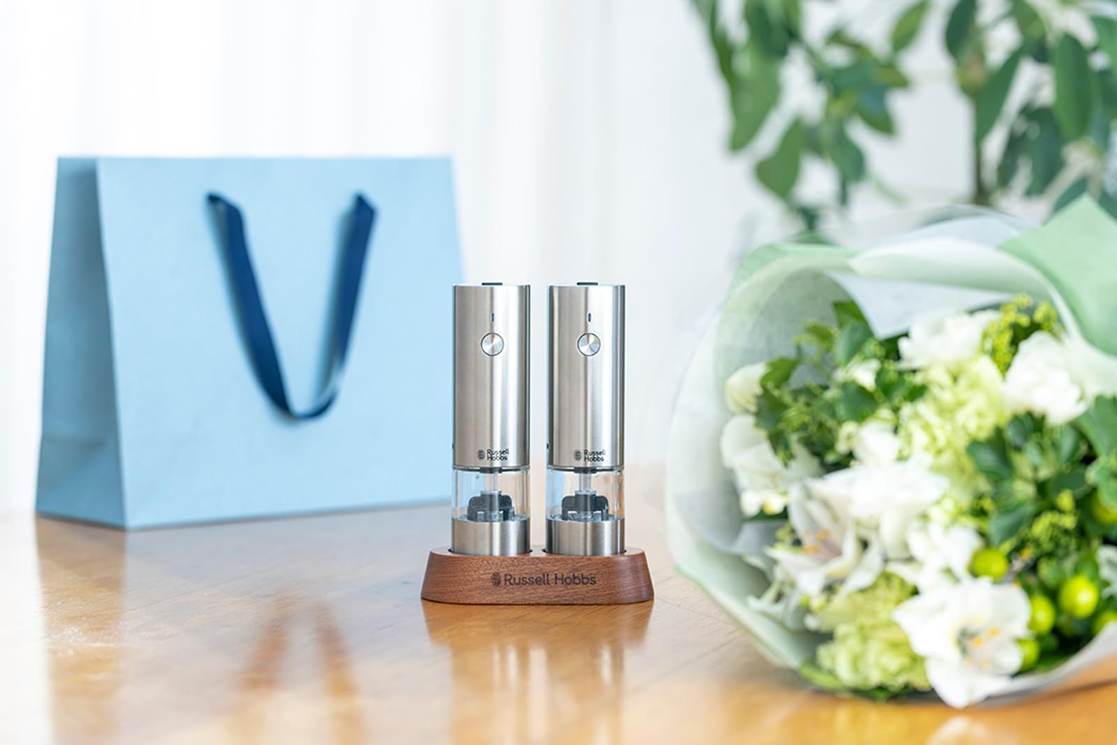 ラッセルホブス 電動ミル 充電式 ソルト-ペッパー 岩塩 胡椒 スパイス 粗さ調節 ミニ 2本セット シルバー 7942JP WWW_USTAUSTRALIA_COM_AU