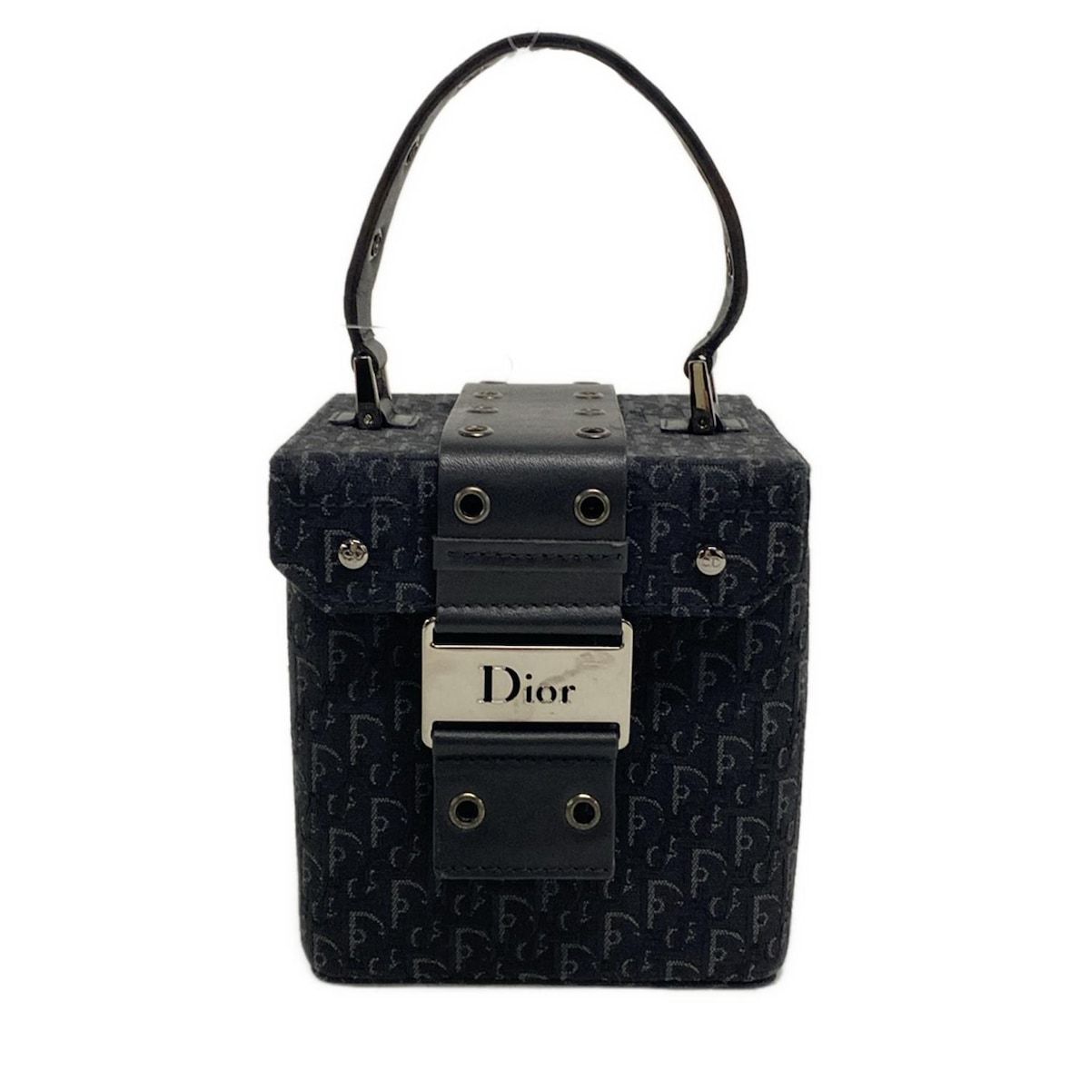 ディオール クリスチャンディオール バニティバッグ ヴァニティ ディオール ストリートシック 黒×グレー ミニバッグ レザー
