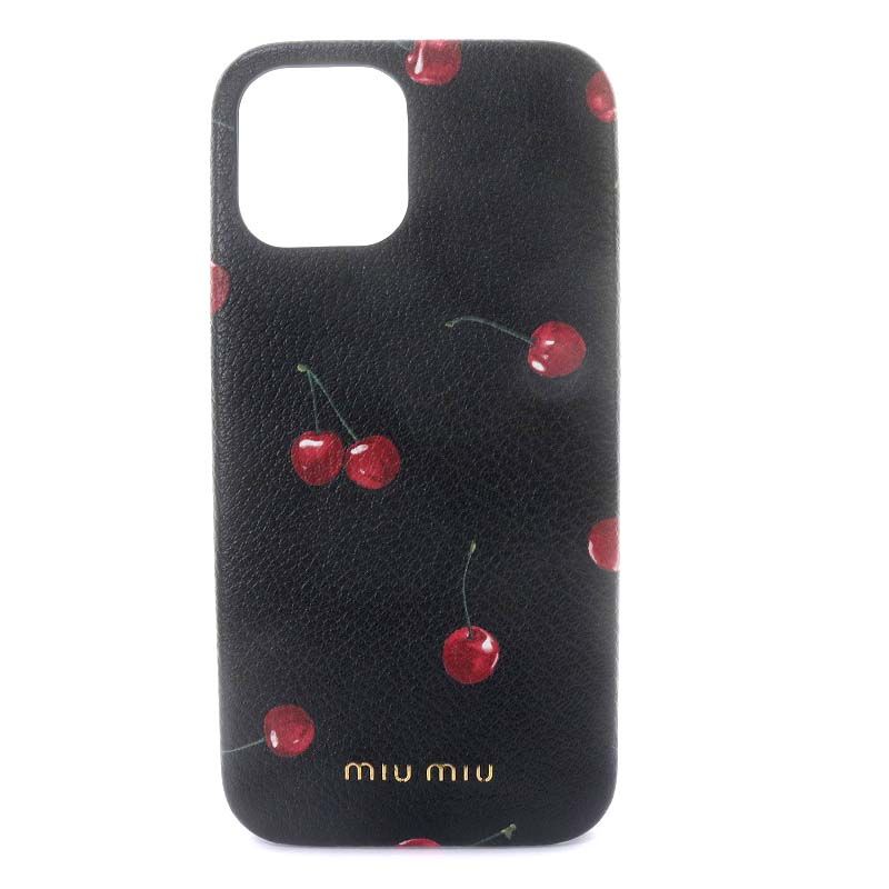 MIUMIU iPhone12 ケース さくらんぼ チェリー 黒 ブラック MIUMIU iPhone12 ケース さくらんぼ チェリー 黒 ブラック