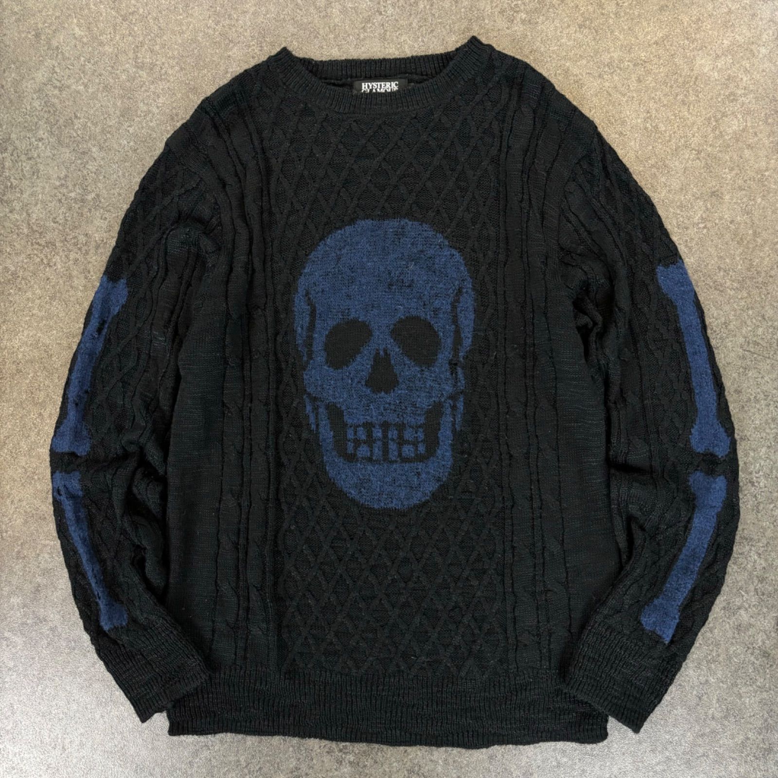 日本製 HYSTERIC GLAMOUR Skull Logo Sweater ヒステリックグラマー スカル ガイコツ 骸骨 ニット セーター  ヴィンテージ加工 USED加工 ブラック - メルカリ