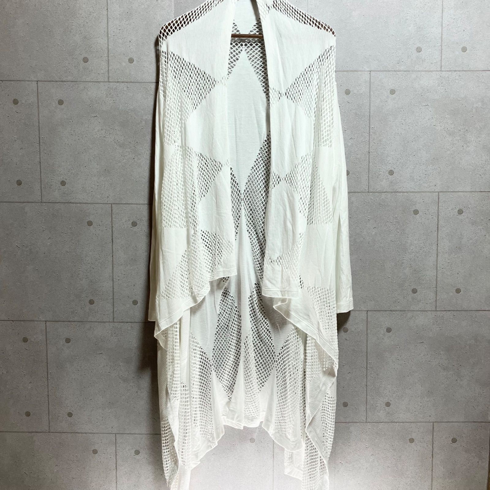 LIMI feuヨウジヤマモト 変形 ロングカーディガン　ドレープ Ly/C Plain Stitch Drape long cardigan(S Black): LIMI feu