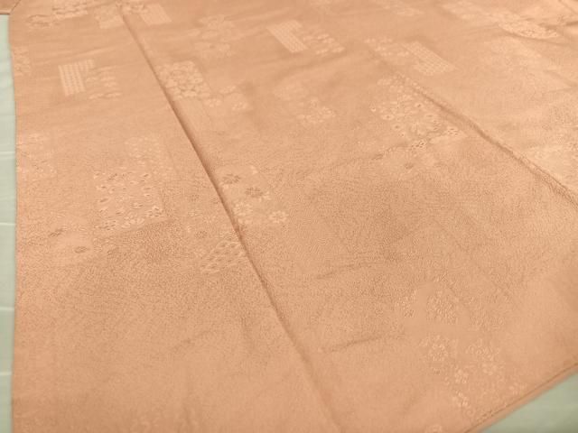 平和屋着物○上質な色無地 色紙草花地紋 ときがら茶色 正絹 逸品