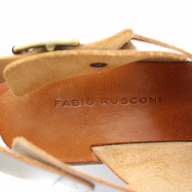 未使用FABIO RUSCONIアンクルストラップ レザーサンダル38 ファビオルスコーニ FABIO RUSCONI サンダル ウェッジソール