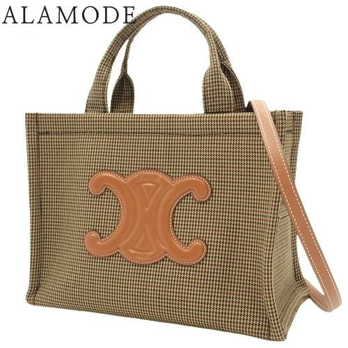 CELINE(セリーヌ) スモール カバ タイス トートバッグ 2WAY ショルダー 肩掛け 千鳥格子柄 カーフ テキスタイル マルチカーラー ブラウン茶 ベージュ ゴールド金具 199162FHZ.14ML レディース 40802168695【中古】【アラモード】 CELINE(セリーヌ) スモール カバ タイス ハンドバッグ 2WAY ショルダー