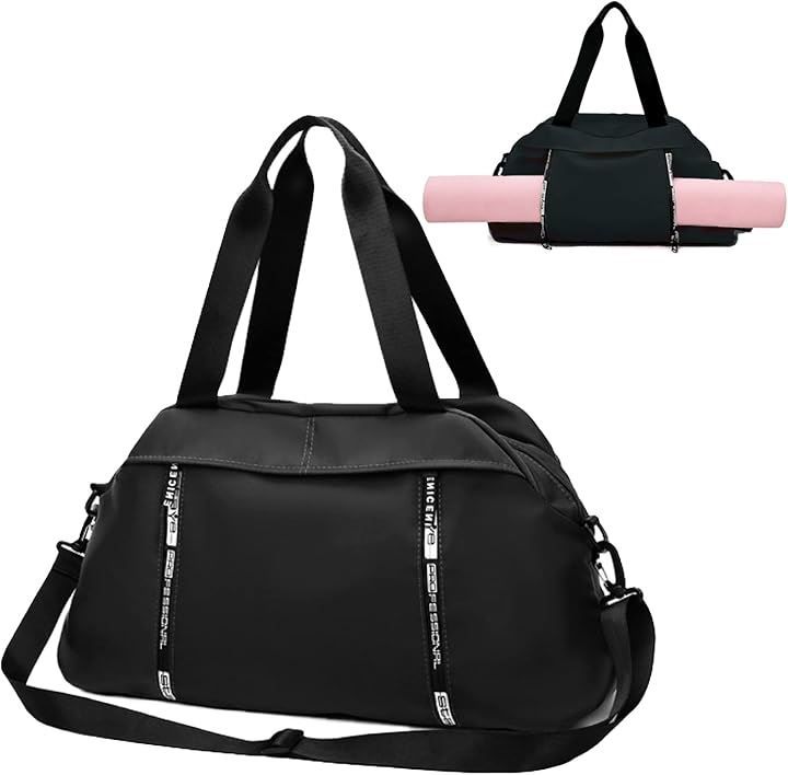 Thumbnail of kochika 2-way Sports Bag, Mini Boston Bag, Small Size, with Shoulder Strap, Dry and Wet Separation Pocket, Water-Repellent, Abrasion-Resistant, Lightweight, for Sports Gym, Yoga, Yoga Mat Carry, Travel, School Trip, Unisex, Yoga Tote Bag (Black)