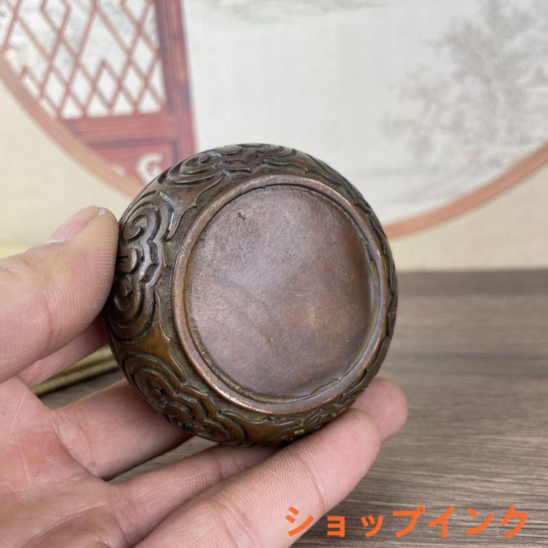 銅製 梅花墨盒 書道墨盒 印泥盒 香盒工芸品 美術品 置物 銅 細工 如意模様印泥盒 墨盒 煙脂盒 文房具 装飾品 工芸品 置物