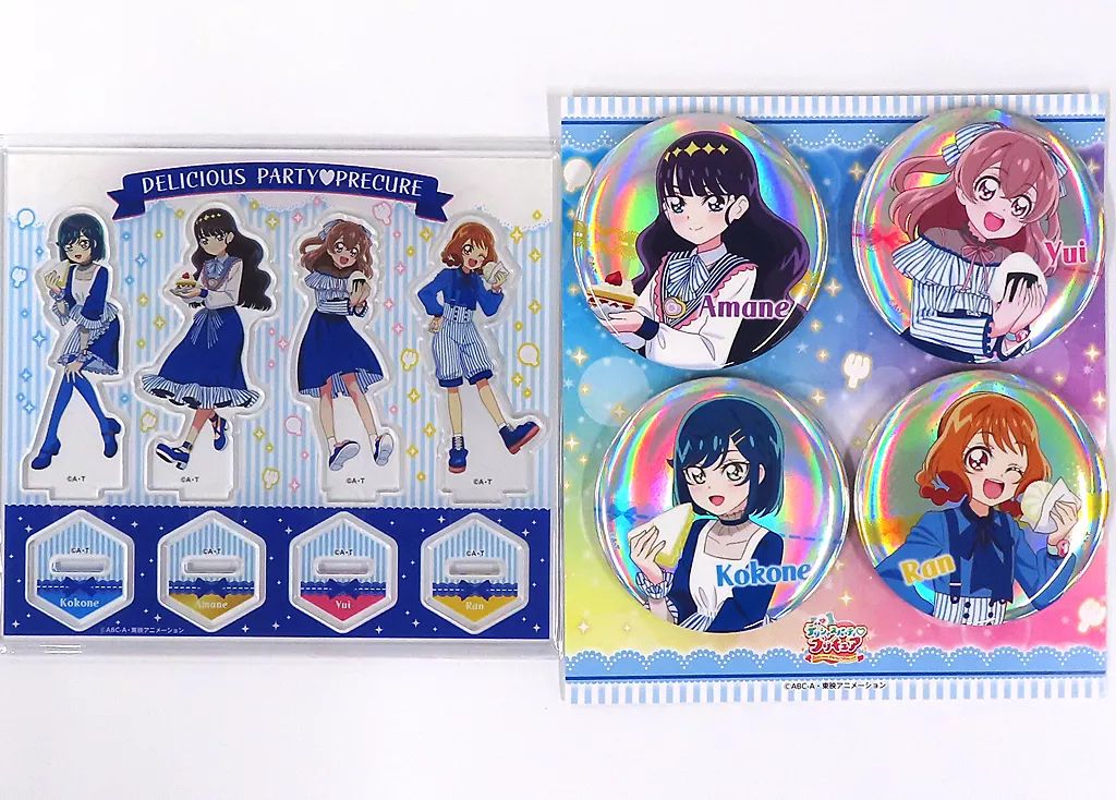 デリシャスパーティ♡プリキュア アクリルスタンド+オーロラ缶バッジ デリシャスパーティ♡プリキュア アクリルスタンド+オーロラ缶