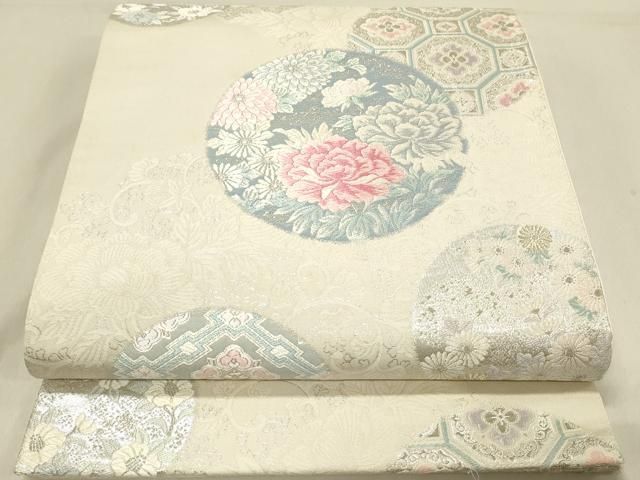 平和屋着物◎六通柄袋帯 唐織 花丸文 金銀糸 正絹 逸品
