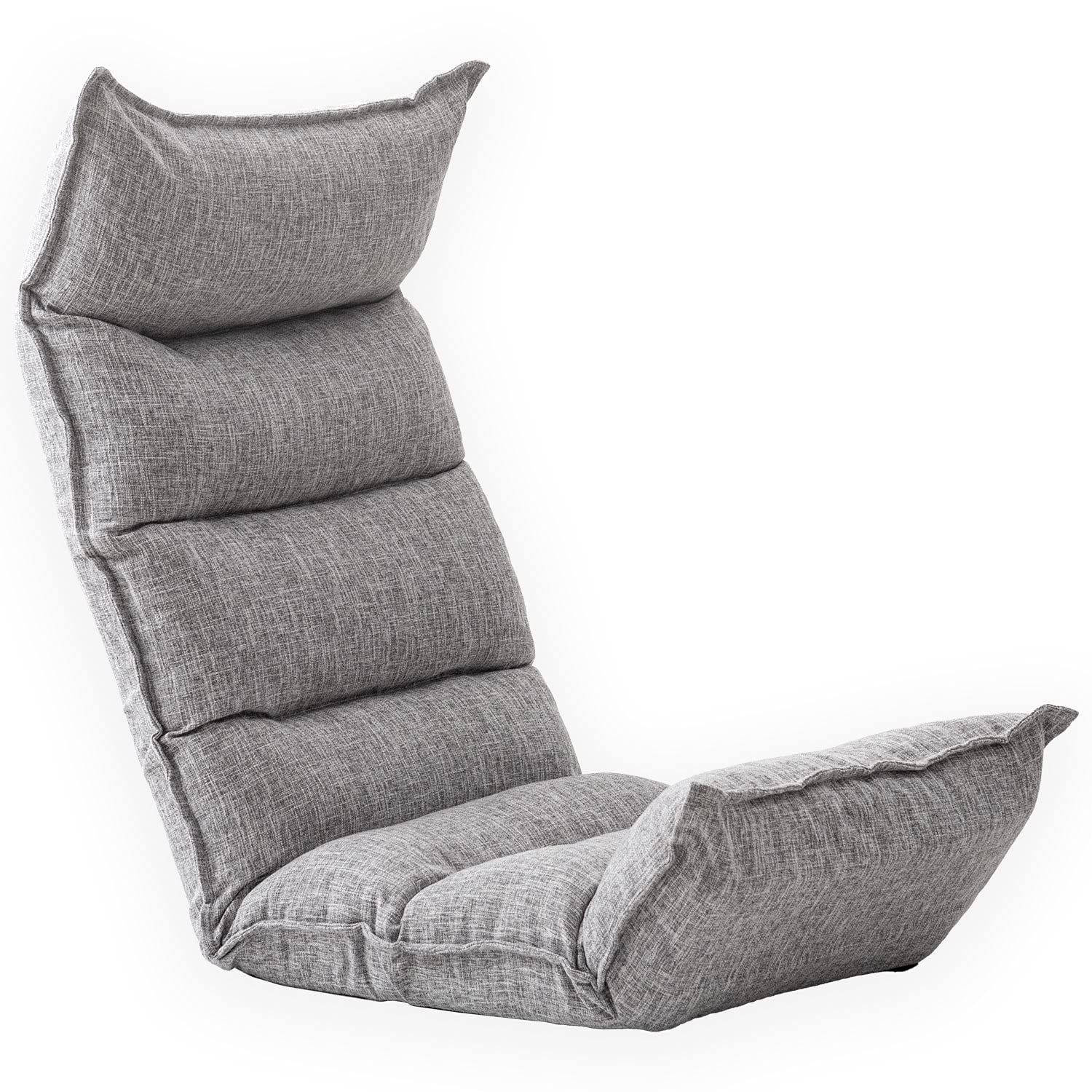 タンスのゲン 座椅子 スーパーハイバック 低反発 42段階 リクライニング ロング ファブリック ダリアングレー 15210015 42 77170