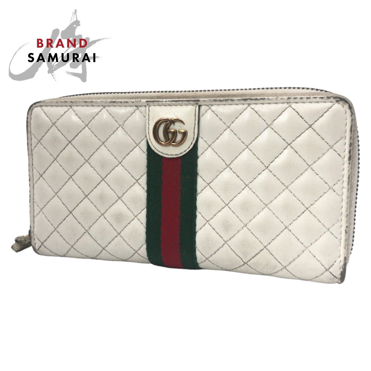 GUCCI グッチ シェリーライン ダブルG キルティング ホワイト 白 ゴールド金具 レザー 536450 長財布 レディース 406544【中古】  - メルカリ