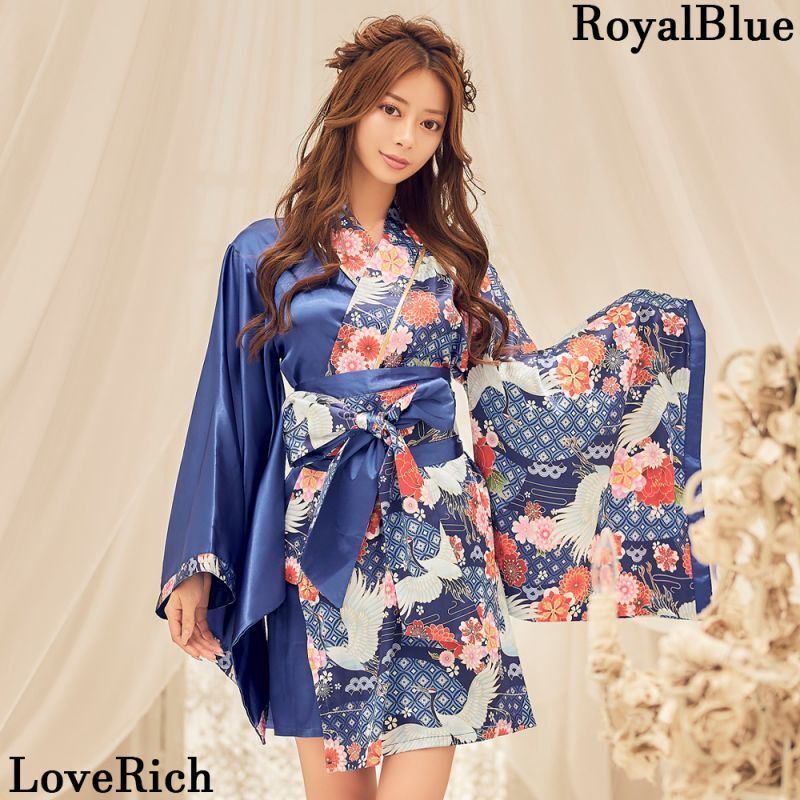 LoveRich ラブリッチ 【4カラー/2点セット】和柄 鶴柄 ツートン 帯