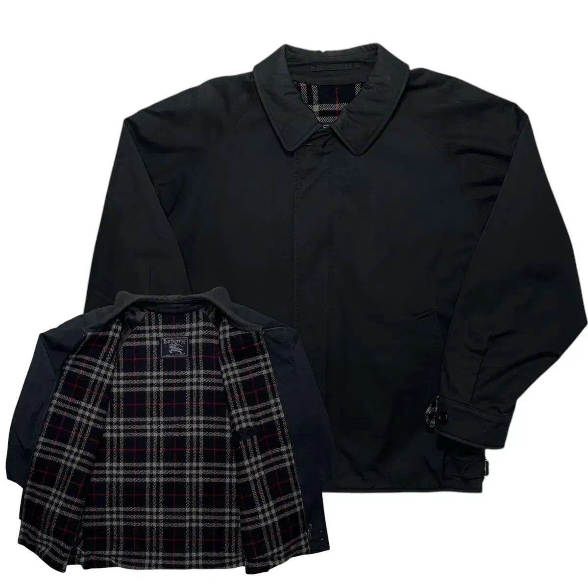 00s BURBERRY(バーバリー ) 黒 チェック ブルゾン コーチジャケット XL