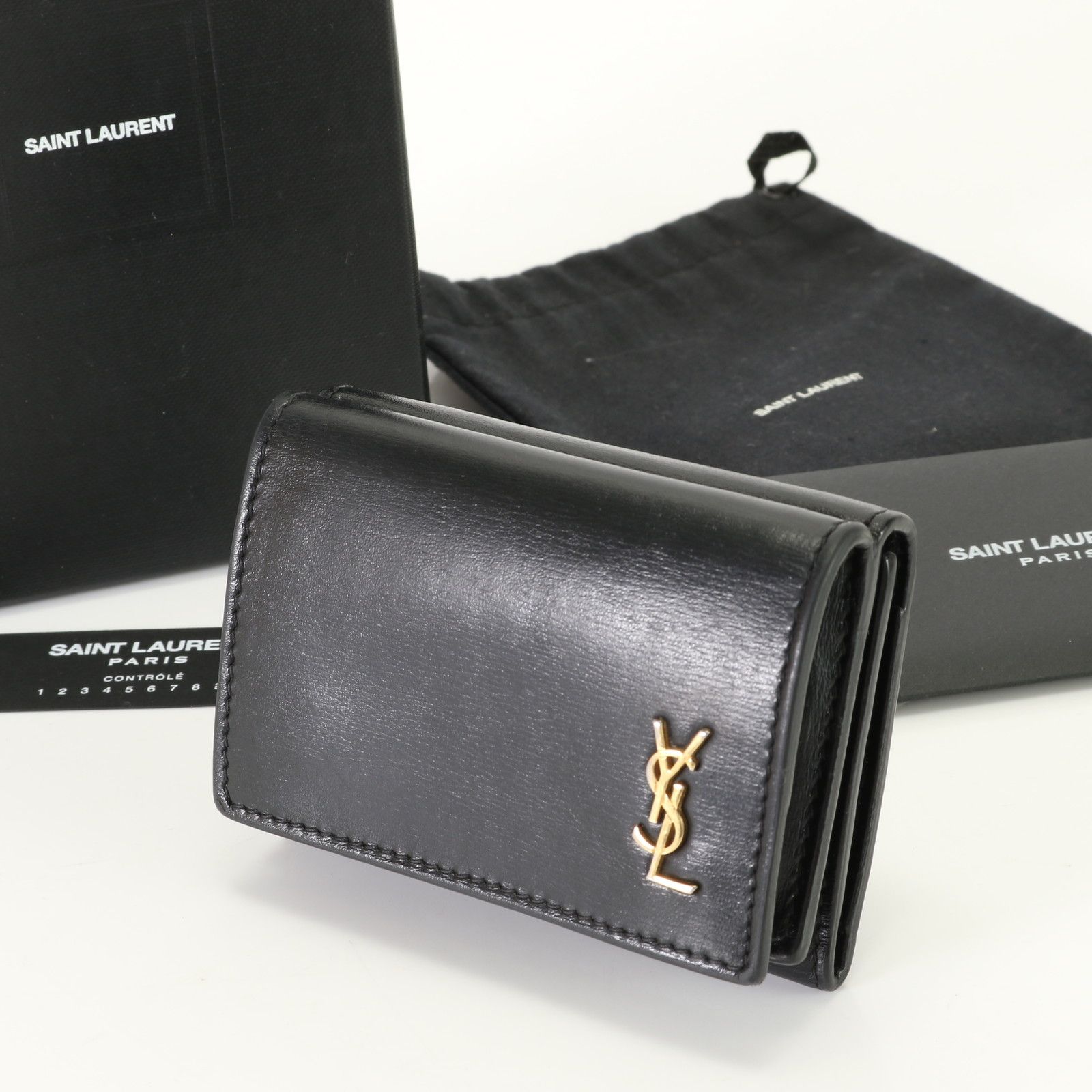 極美品 サンローラン パリ YSL オリガミ タイニー ウォレット レザー ...