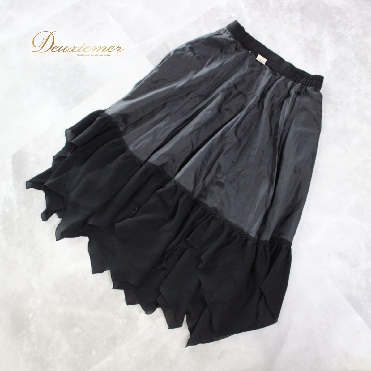 新品　社交ダンス　黒　スカート　シンプル　レッスン　パーティ　キラキラ　1487 新品 社交ダンス 黒 スカート レッスン シンプル キラキラ パーティ