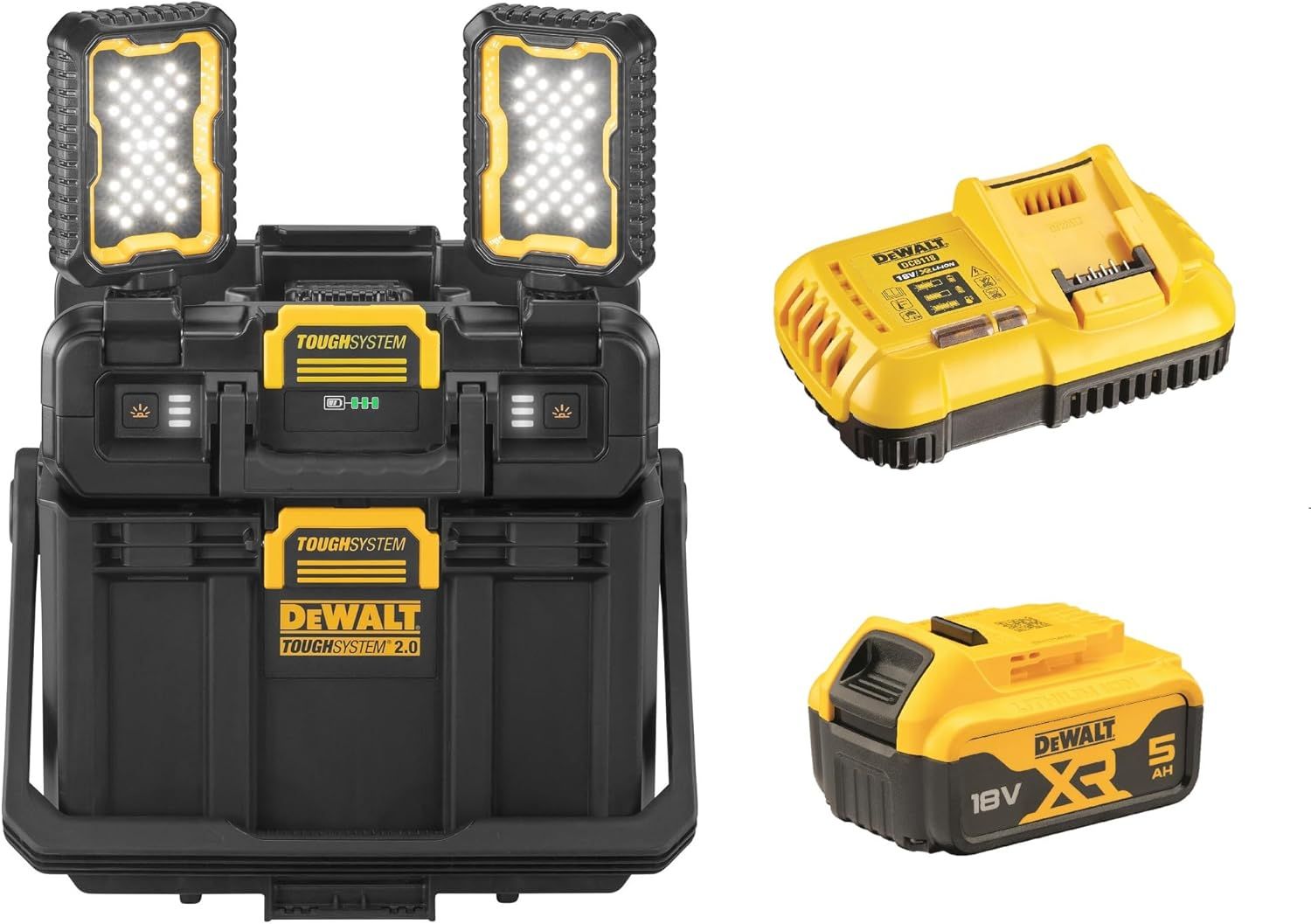 デウォルト DEWALT タフシステム2.0 LEDライトボックス バッテリー|充電器セット DWST08063 最大4000Lm