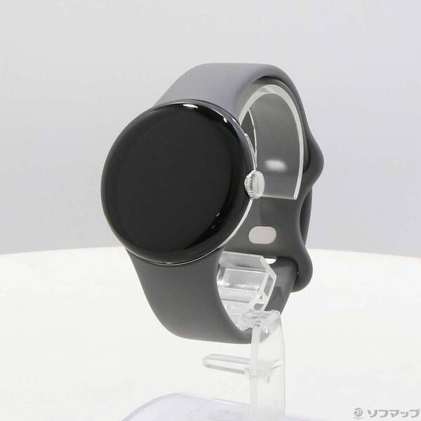 〔 品〕 Google Pixel Watch Polished Silver ステンレス ケース Charcoal アクティブ バンド GA03305-TW 344