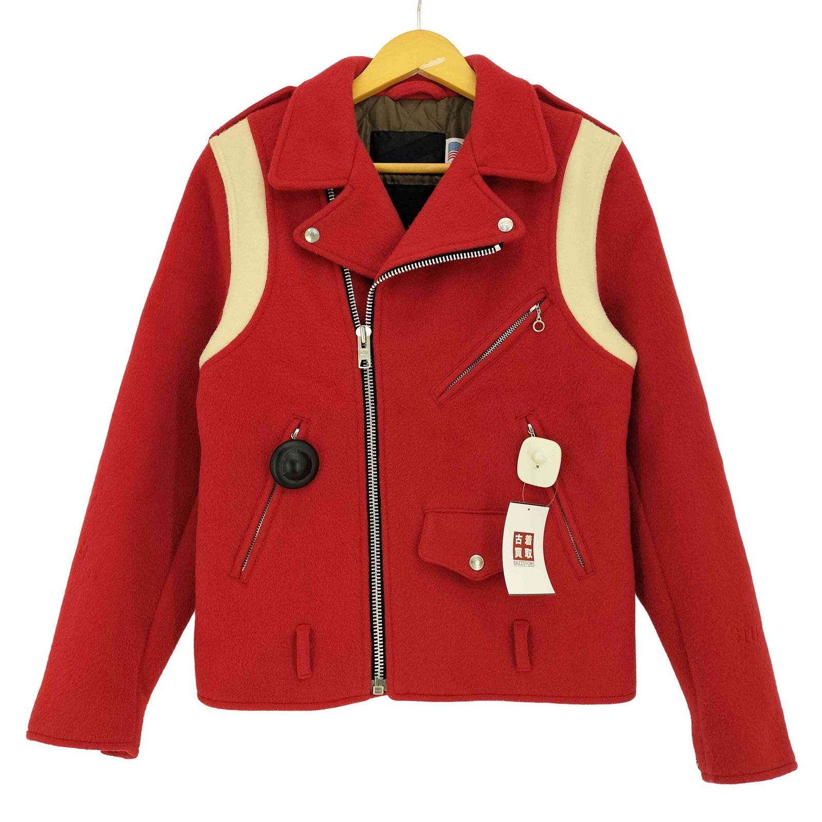 【希少】ストゥーシー:ウールダブルライダースジャケット ステューシー Stussy ウールナイロン ダブルライダースジャケット