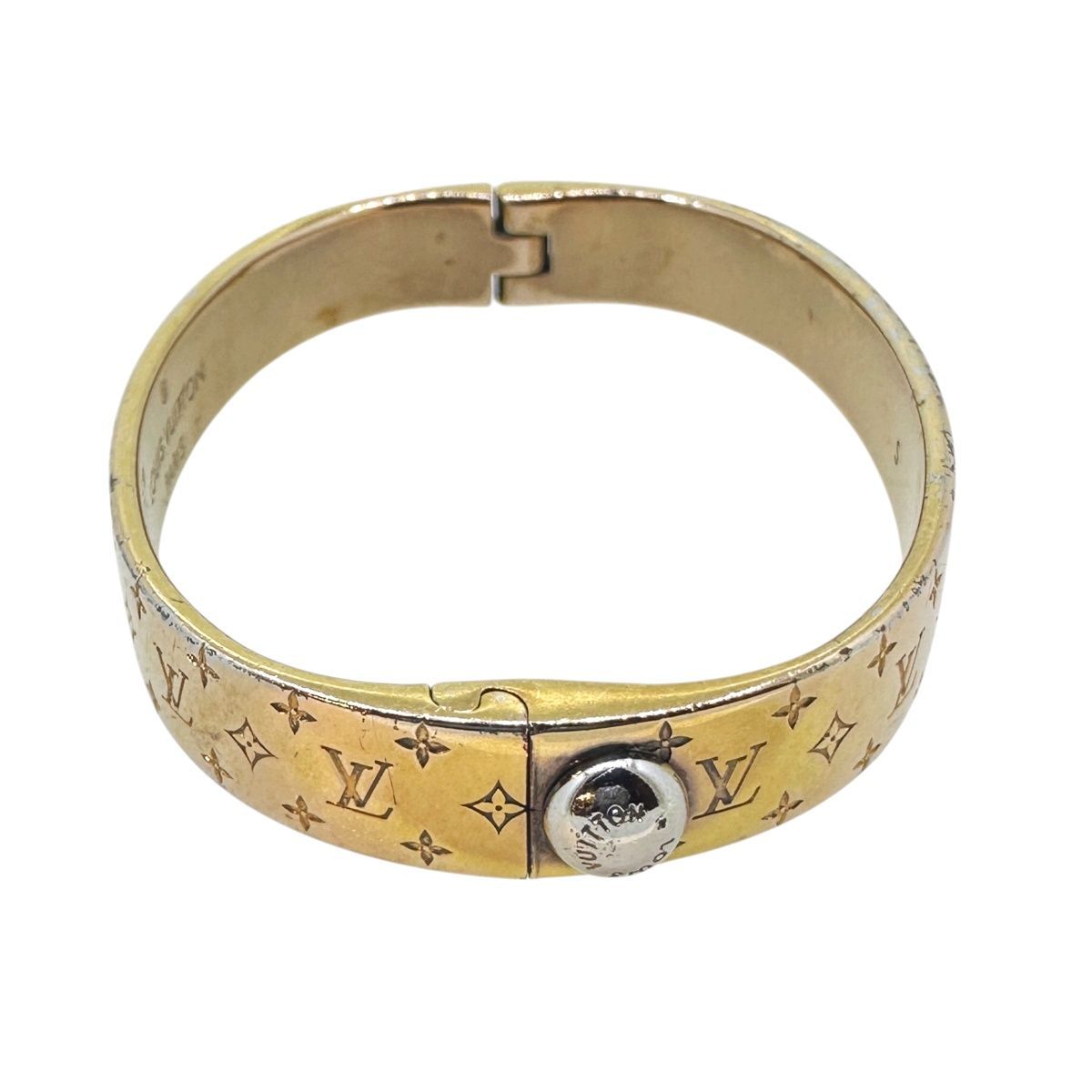 中古】 LOUIS VUITTON ルイ・ヴィトン カフ・ナノグラム バングル S 