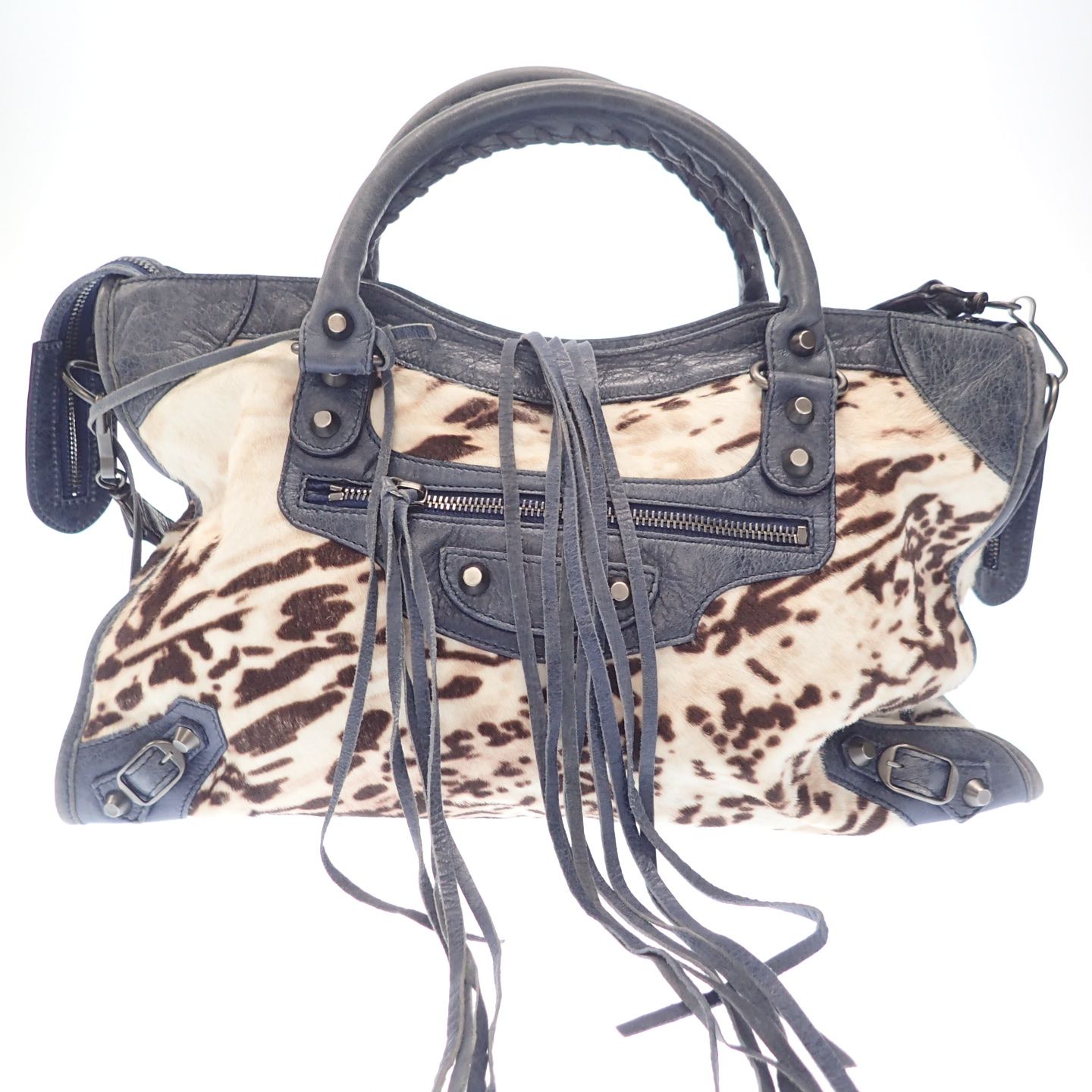 バレンシアガ ザ シティ 限定 ハラコ レザー ショルダーバッグ【AFE4  