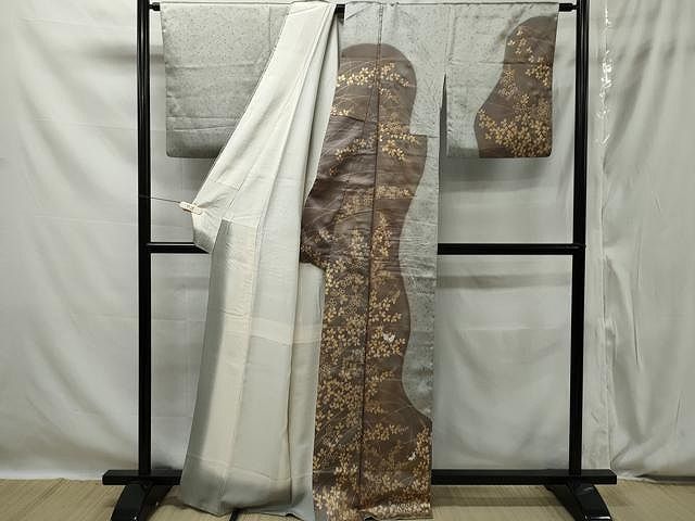 平和屋着物□訪問着 駒刺繍 舞蝶花鳥文 金彩 正絹 逸品 未