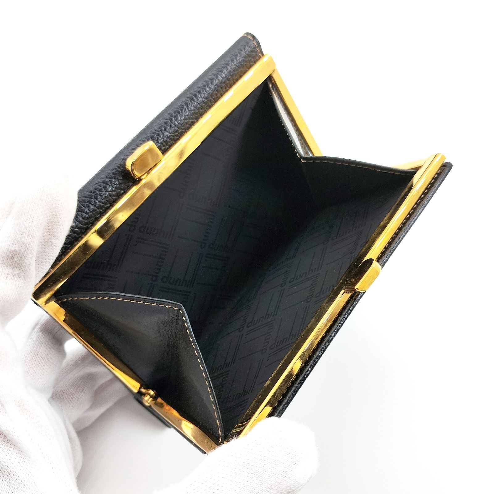 未使用品】Dunhill がま口財布 コンパクトウォレット 本革 ブラック 