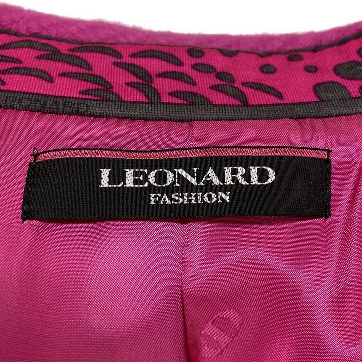 LEONARD(レオナール) ジャケット サイズ40 - 白×ピンク×マルチ