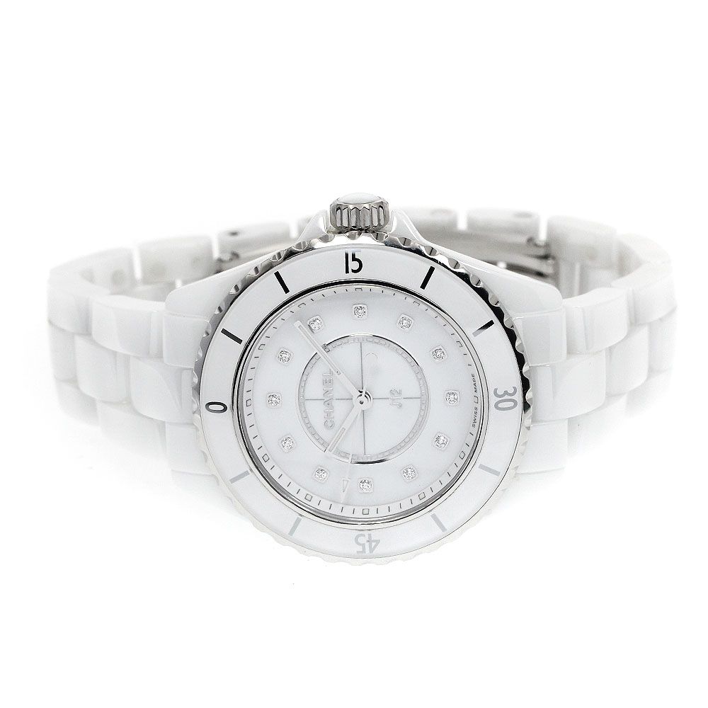 シャネル CHANEL H5704 J12 白セラミック 12Pダイヤ クォーツ