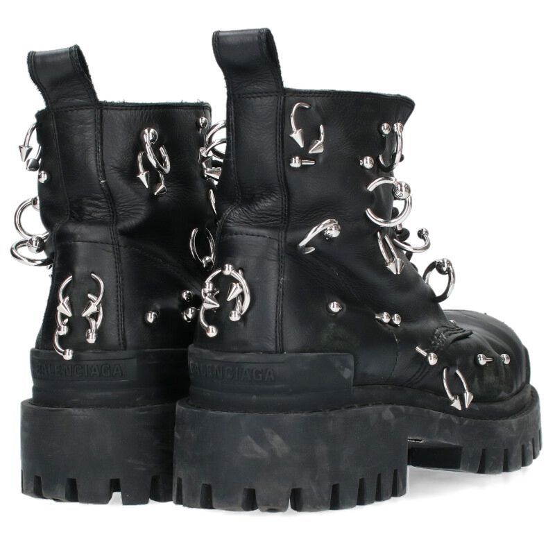 BALENCIAGA STRIKEストライクピアーシングレザーブーツ 黒 40 Balenciaga Strike レースアップ レザーブーツ | ブラック