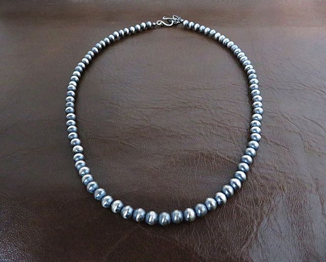  インディアンジュエリー ネックレス ナバホパール 4 mm ビーズ シルバー925 ネックレス アクセサリー
