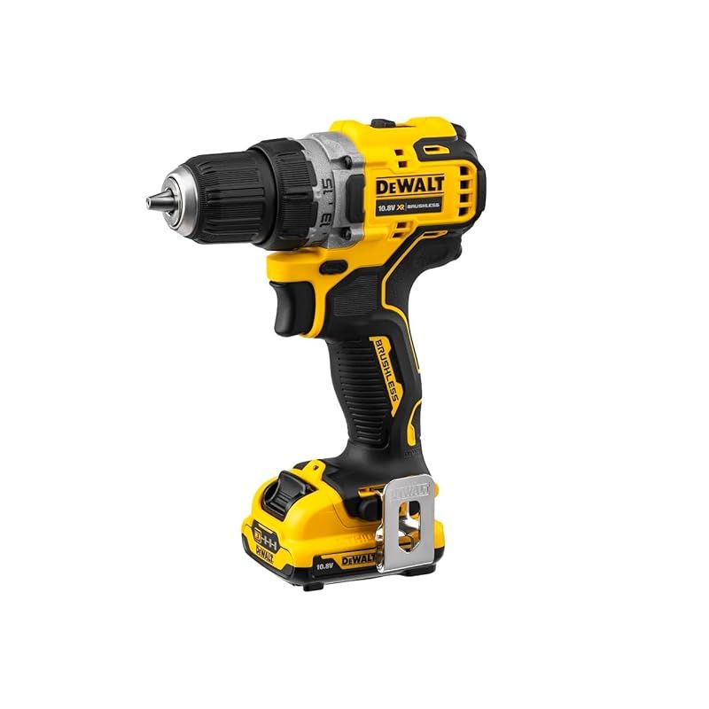 デウォルト DEWALT コードレス ドリルドライバー 電動工具 穴あけ 締付工具 オンライン 商品 コンパクトシリーズ ブラシレスモーター 10.8V バッテリー2個 充電器 付き 0