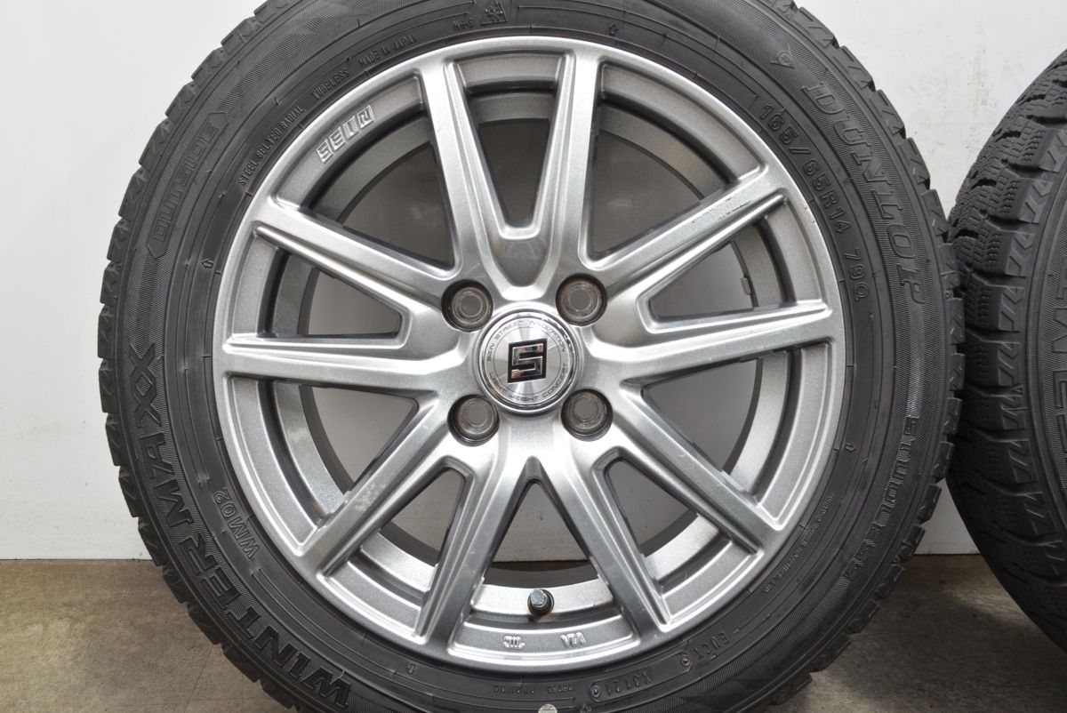 inさん専用②美品!2021年バリ山!ダンロップ 165/65R14 ルーミー等 バリ溝】SEIN 14in 5.5J +43 PCD100 ダンロップ WM02 165/65R14