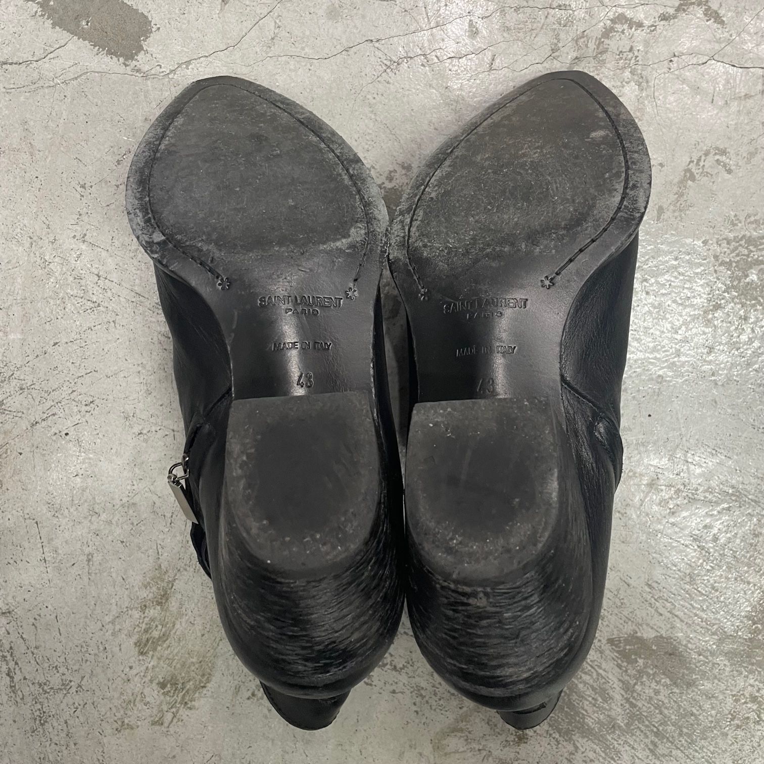 SAINT LAURENT PARIS サイドジップ レザー ヒール ブーツ 530825 サン 