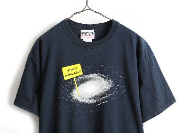 00s 大きいサイズ XL 人気 黒 □ 宇宙 銀河 プリント 半袖 Tシャツ