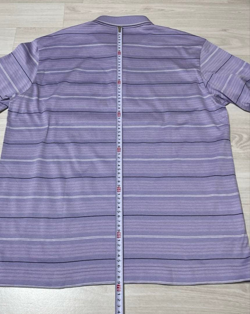 DAKS GOLF ダックス パープル ストライプ ポロシャツ L 日本製