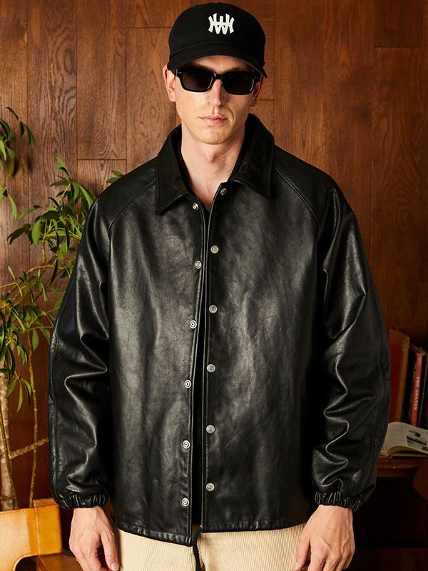 Schott ショット レザー ジャケット コーチジャケット 牛革 カウレザー LEATHER COACH JACKET シンプル 無地 バイク アメカジ ワーク